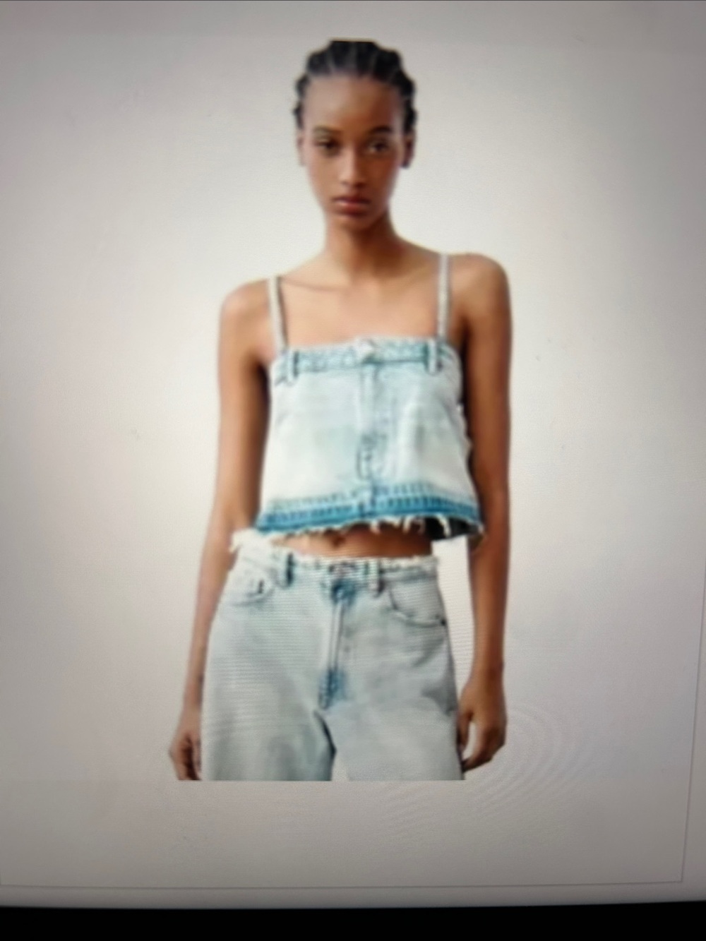 Brand new! Zara Denim Skirt Cami Strap Rae Edge Crop Top